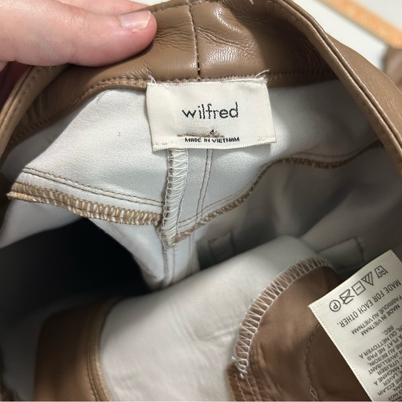 Aritzia Wilfred Melina Vegan Leather Pants in Constant Camel Brown Size 4 R2 - Picture 4 of 8